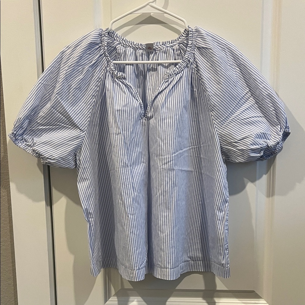 Old Navy Blue and White Striped Blouse